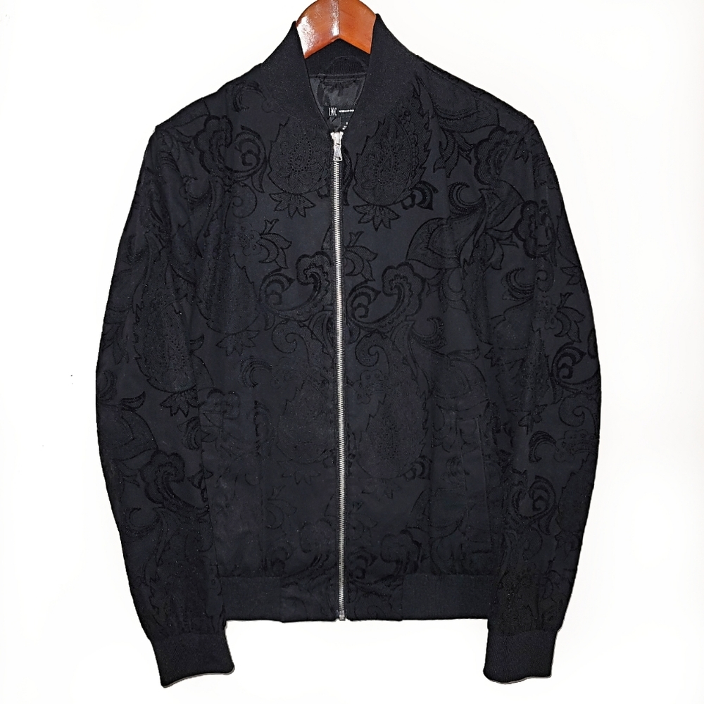 INC Flocked Velvet Bomber Jacket
